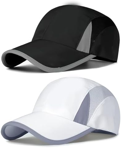 Baseball Cap Hat, 2Pcs Unisex Quick Dry Breathable Ultralight Mesh Outdoor Sports Hat Adjustable Travel Summer Hat, Fashion Foldable Washable Sun Protection Hat, for Running Climbing Hiking