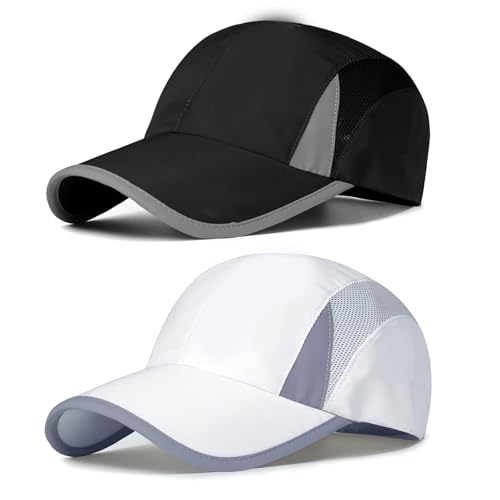 Azonee Baseball Cap Hat, 2Pcs Unisex Quick Dry Breathable Ultralight Mesh Outdoor Sports Hat Adjustable Travel Summer Hat, Fashion Foldable Washable Sun Protection Hat, for Running Climbing Hiking