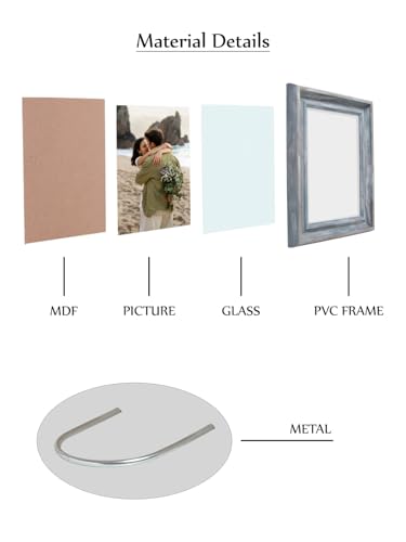 Image of GOLDEN PEACOCK Photo Frame PVC Body with MDF Back | Wall Hanging & Desk Display | Picture Frame for Gifts and Home Decor (Bluish Grey, Set Of 1)