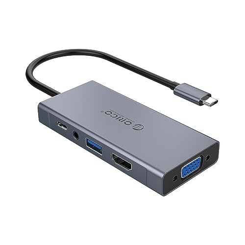 Adaptador USB-C VGA HDMI con Audio y Carga PD 60W para Multipantalla
