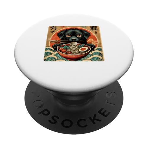 Cane Mangiare Ramen Giapponese Divertente Grafica Carino Stile Anime PopSockets PopGrip Adesivo