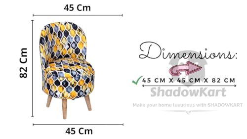 Image of Ottoman for Living Room, Velvet Round Foot Rest Stool, Wooden Legs Chair for Sitting, Ottoman for Bedroom & Makeup Room Decor | Chair (18 inchx18 inchx32 inch), Puffy (16 inchx16 inchx17 inch) | Black Fire