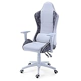 Miroytengo Silla Gamer Gus en Color Blanco y Estampado Leopardo Diseño Original Sillón Giratorio Estudio Oficina 70x133x70 cm