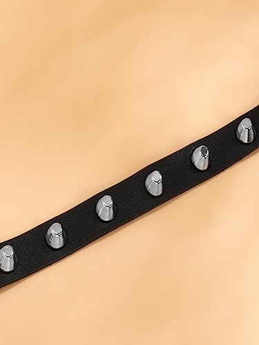 Image of Aaishwarya Black Faux Leather Metal Spike Choker Necklace for Women & Girls | Stylish Party Statement Jewelry