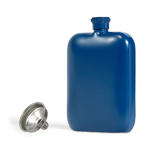 RRIBOUDWAN Flachmann, Flachmann Edelstahl und Mini Trichter, 6oz Whisky Alkohol Flachmann, Geschenkideen für Männer, Blau Flachmann für Wandern, Klettern, Picknick, Angeln, Party Cover