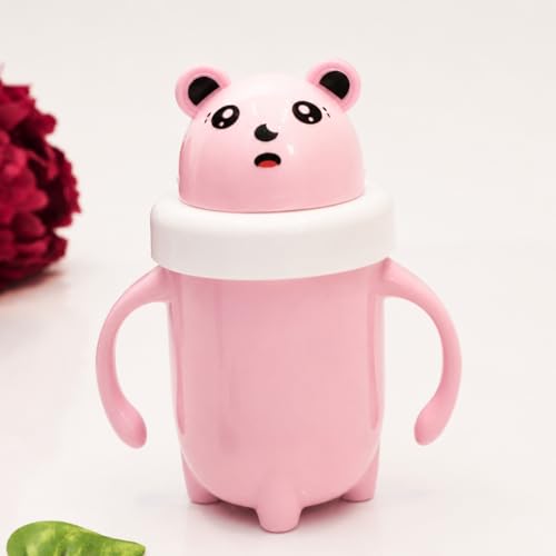 Image of 300ml Baby Sipper for Infant /Toddler, Baby Straw Cup, Soft Silicone Straw Cup, Baby Sipper Bottle for 6 Month+, Anti-Spill with BPA Free, Lid & Easy Grip Handles (Pink)