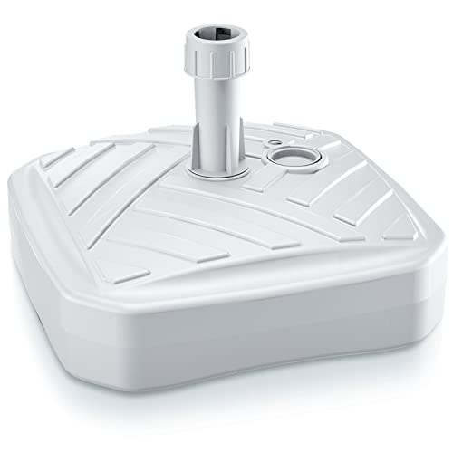 IMJ-Global Base pour parasol tube Ø 24-30 mm Support en plastique 39 x 39 x 13 cm 12 litres blanc carré design rayures Cover