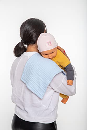 8 Capas - 4 Piezas - Toallas de Muselina Bebé Recién Nacido -Guantes de baño para bebés -Paños para eructos - Suaves - Absorbentes - Gruesas - Paños para escupir - Gasa de Algodón para Bebés - Azul