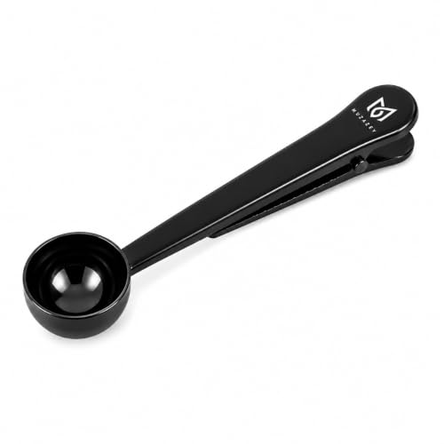 MUZAZEY 2-in-1 Coffee Scoop & Bag Clip, Stainless Steel, 1 Tbsp, Black