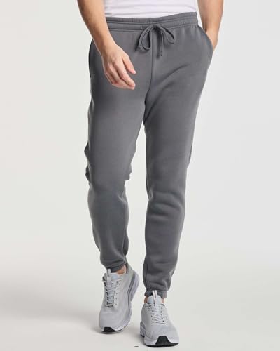 Real Essentials 3 Pack: Men's Fleece Elastic Bottom Jogger Sweatpants with Pockets (Available in Big & Tall)2