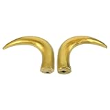 [Zerodeko] 1 ペア シミュレーションホーン ハロウィンのかぶと 牛角フープ 雄牛の角のヘアバンド 牛のハロウィンコスチューム 衣装 牛角コスプレ DIY用牛角ヘアチャーム 塩ビ Golden