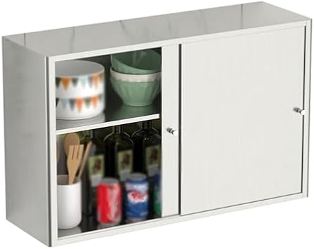 Garage Tool Cabinet, Stainless Steel Wall Cabinet, Wall Mount Kitchen Storage Cabinets With Sliding Doors And Removable Shelf Pantry/Office/Warehouse60x20x50cm