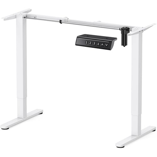 ErGear Electric Standing Desk Legs, 4 Memory Height Settings Height Adjustable Desk Frame, Sit Stand Table Legs Up to 47.2', Ergonomic Stand up Converter Base Workstation, White Frame Only