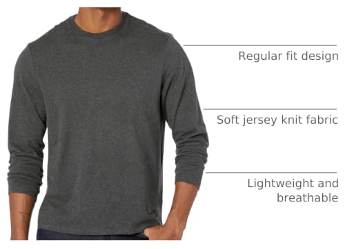 Image of Amazon Essentials Men's Regular-Fit Crewneck Long-Sleeve T-Shirt, Casual Cotton Jersey