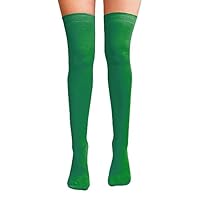 NuJake Over The Knee Thigh High Socks Girls Plain Cotton Lycra Cosplay School Sox (Irish Green)