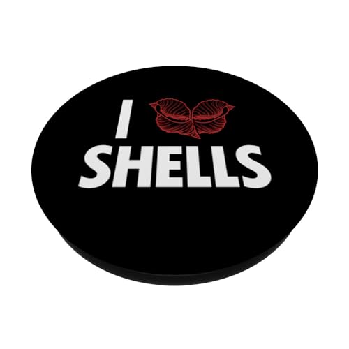 I love Shells Shell Shelling Bag Hunter Seashell Collecting PopSockets Swappable PopGrip, Black - Image 2