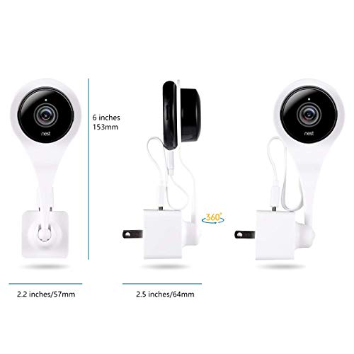 Nest Cam AC Outlet Mount, Aotnex 360 Degree Swivel Wall Mount Bracket for Nest Cam Indoor and Drop Cam Pro, No More Messy Wires and Drilling (2 Pack, White)