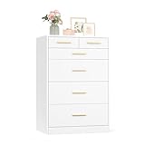 VASAGLE Custos Collection - Dresser for Bedroom, Chest of Drawers for Closet, Modern Style, TV Stand for Living Room, 6 Drawers, 15.8 x 23.7 x 34.8 Inches, Cloud White ULTS415WB01S