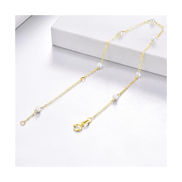 KECHO 14k Solid Gold Pearl Bracelet for Women, Freshwater Cultured Pearls Fine Jewelry Birthday Gifts for Her - Image 3