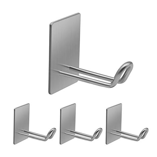 Adhesive Hooks,Stainless Steel Towel Hook,Sticky Hanger for Kitchen and Door,Bathroom Wall Hooks for Hanging Towel Robe Hat Coat Key by Quavzotu, 4Packs(Silver)