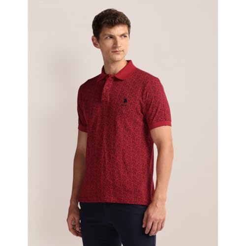 Image of U.S. Polo ASSN. Printed Slim Fit Polo T Shirts for Men - 100% Cotton, Half Sleeves Mens Tshirt