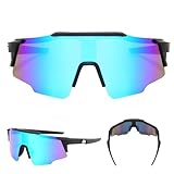 【Estilo y Funcionalidad】 el color azul vibrante y el diseño ergonómico hacen que estas gafas de sol deportivas sean tanto funcionales como estilosas.