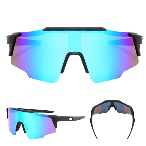 LEZYHIU Kinder Sportsonnenbrille Polarisierte, Sonnenbrille Kinder für das Reiten Sportbrillen, UV400 Schutz für Radfahren, Brillen für Baseball Sport Outdoor Aktivitäten, Leichtgewicht Blau