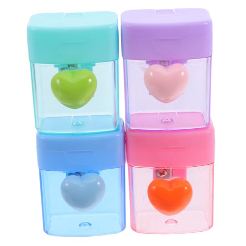 KALLORY 4 Piezas De De Un Solo Agujero Sacapuntas Estacionarios Material De Oficina Útiles Escolares Para Niñas Útiles Escolares Lindos El Plastico