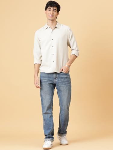 Image of KOTTY Men's Textured Casual Shirt - Long Sleeve||Button-Down Collar||Classic Fit