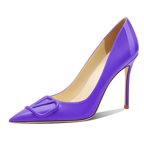 sexyprom Womens 3.9IN Pointed Toe Stiletto Pumps Shoes Elegant High Heels for Party Wedding Banquet Purple US8.5