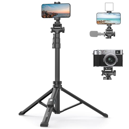 TONEOF 170cm Phone Camera Tripod Stand with Remote & Phone Holder Monopod Tripod for Travel/Video Recording Tall Smartphone Tripod Compatible with iPhone/Android/Webcamera