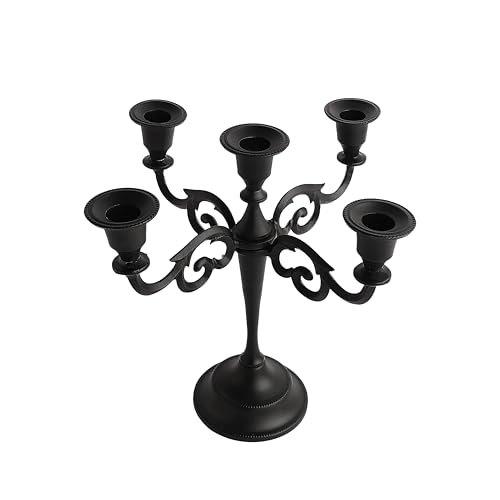 Rely+ 5 Arm Matte Black Candelabra Taper Candle Holders...