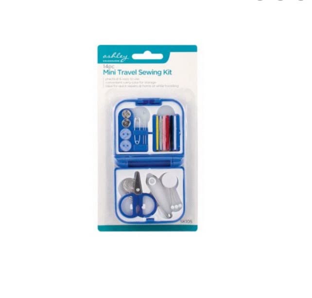 Hamble Mini kit de costura de viaje de 14 piezas, accesorios de viaje y accesorios de costura, azul