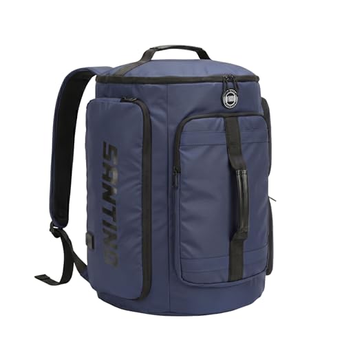 Santino Mochila Camping Notebook Urban Strong – Poliéster RPET Resistente, Compartimento para Notebook até 12,9″, Porta USB, Impermeável – Azul, 47 L