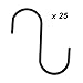 SumDirect Heavy-duty Steel Black S Hooks With PVC Coating For Hanging Plants, Towels, Pans, Pots, Bags, Curtains (25PCS)