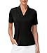 YSENTO Women's Golf Polo Shirts Collared UPF 50 Short Sleeve V-Neck Summer Fashion Cute Tops Clothes Quick Dry Black XL