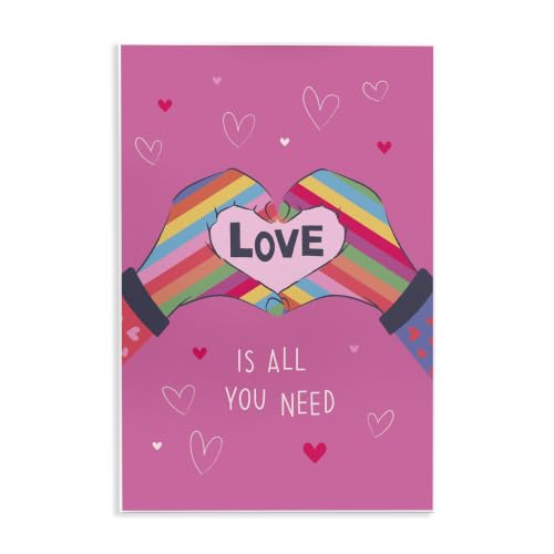 Love Is All Rainbow Heart, 13 x 19 Inch Mounted Print on Wall Plaque