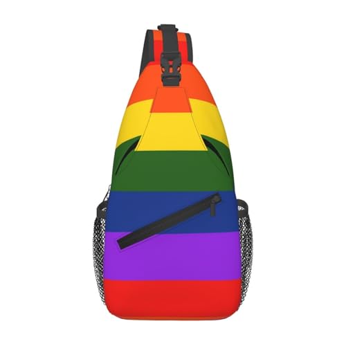 Rainbow Flag Gay Pride LGBTQ Sling Backpack Unisex Crossbody Chest Bag Shoulder Chest Bag For Women Men Hiking Travel