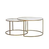  Light & Living Mesa de centro S/2 Ø65x39+Ø75x44 cm DUARTE vidrio-oro