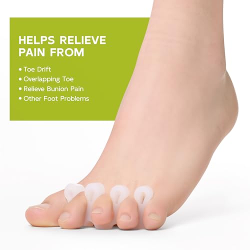Bukihome Upgraded Gel Toe Separator - Pedicure Toe Spacers for Separating Toenails or Nails - Toe Spreader for Straightening Overlapping Toes, Bunions - Toe Stretcher for Men & Women (White, 4 Pack) - Thumbnail 5