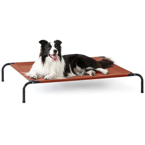 Love's cabin Elevated Cooling Dog Bed for Large Dogs, Portable Indoor & Outdoor Raised Pet Dog Cat Cot, Durable Summer Frame with Breathable Mesh, Terracotta, 48 inches