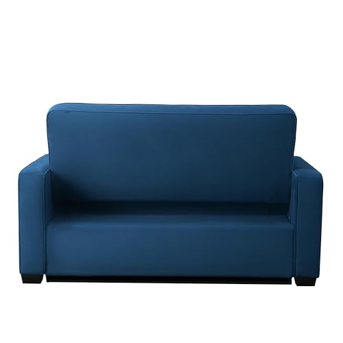 Image of Serta Ainsley 66.5 inch Convertible Sleeper Loveseat, Full Size, Dreamcoil Comfort, Soft Velvet Fabric, Navy