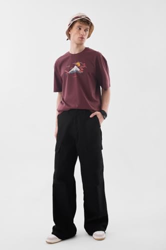 Image of SNITCH Men Cargo Pants | Loose Fit Mid Rise with Adjustable Drawstring Hem & Utility Pockets | 100% Cotton Twill Fabric for Casual & Streetwear Styling