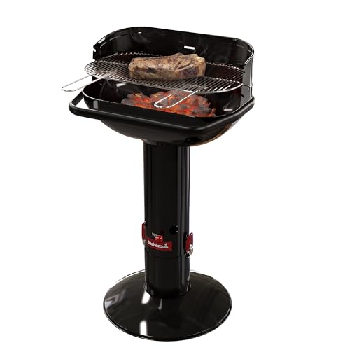 Barbecook Loewy 55 Holzkohlegrill BBQ mit Windschutz, Grillen für 10 Personen, schwarz, 60x35x101cm