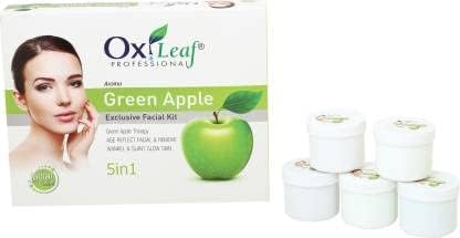 Vista 3 de Kit facial de manzana verde, máscara facial, crema de masaje, gel facial, exfoliante facial exclusivo 5 en 1