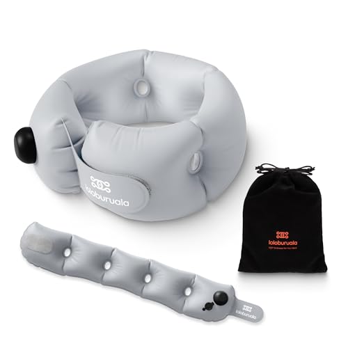 Inflatable-Neck-Pillow-Portable-Travel-Neck-Pillow-for-Long-Flight-Storable-Gray-Neck-Pillows-with-Washable-Cover-Adjustable-Air-Fill-Support Inflatable Neck Pillow, Portable Travel Neck Pillow for Long Flight, Storable Gray Neck Pillows with Washable Cover, Adjustable Air-Fill Support - Image 1