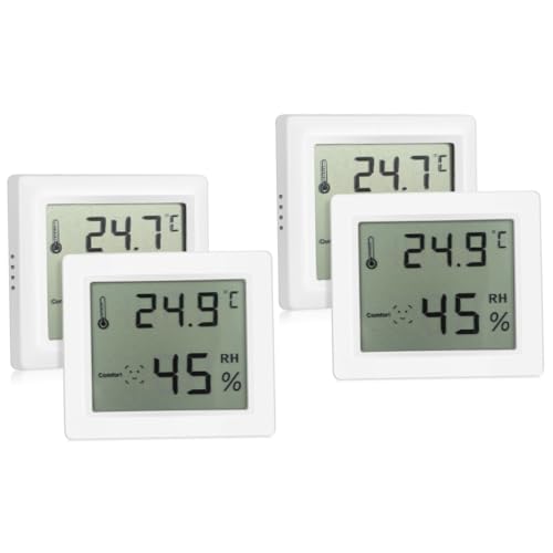 Sosoport 4stücke Digital Thermometer Hygrometer Präzise Temperatur Und Feuchtigkeitsmessung Für Innenräume Lcd-display Kompaktes Design Für Einfache Handhabung Und Installation