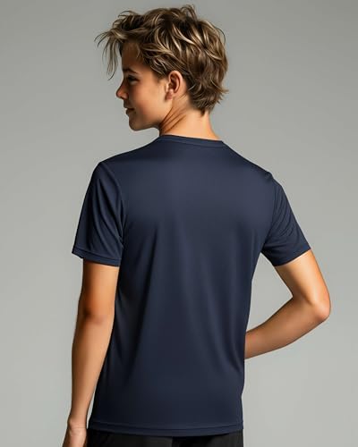 Image of Real Essentials 5 Pack: Boys Breeze Tech Dry-Fit Short Sleeve Athletic T Shirt Active Workout Gym Kids Youth