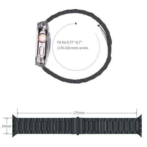ARTCHE Watch Strap for Apple Watch 49mm 45mm 44mm 42mm 41mm 40mm 38mm, Compatible with iwatch Strap Series 8/7/6/SE/5/4/3/2/1, Stainless Steel Replacement Sport Band Metal Adjustable Wristband Belt