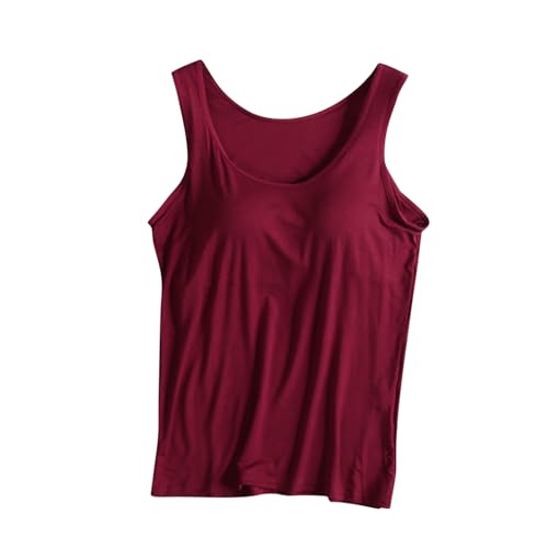 Tank Top for Women with Built in Bra Summer Modal Padded Bra Cotton Basic Tanks Workout Yoga Camisole Top Undershirt
